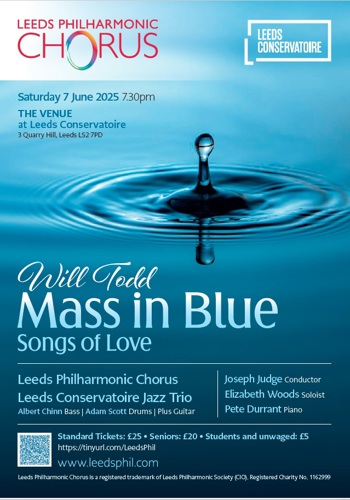 Flyer for will todds mass in blue, songs of love