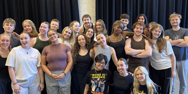 The company of The Odyssey in rehearsals